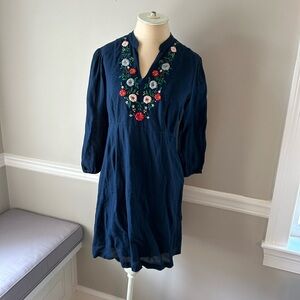 Lucky Brand Jeans Blue Embroidered Dress